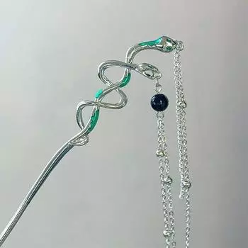 Панк Заколка для волос Змея Палочка для волос Женская Мода Витая Металлическая Длинная Кисточка Цепочка Заколки для волос Китайский стиль Головной убор Ювелирные изделия для волос