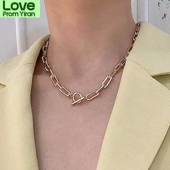 Панк Женская цепочка на шею Золотой цвет Kpop на шею кулон и ожерелье жемчужные бусины чокер ювелирные изделия воротник для девушки чокер