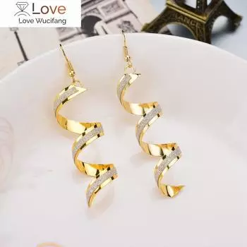 Панк женские висячие серьги-подвески в виде спирали, ювелирные изделия, подарок на День святого Валентина, золотые, черные, из нержавеющей стали, длинные, необычные серьги