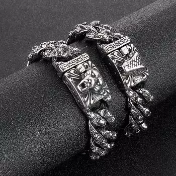 Панк-животное кубинский браслет для мужчин из нержавеющей стали 316L модные украшения 22cm