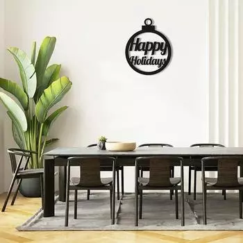 Panneau dcoratif mural en mtal Happy Holidays - Happy Holidays art,Hanging Wall Art,Artwork,Wall Decor Metal Wall Hanging чёрный