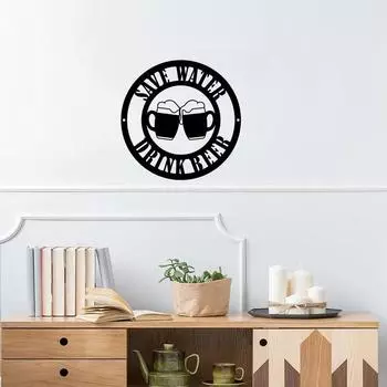 Panneau Mtallique Suspendu «Save Water Drink Beer» с 2 вариантами Bire Artwork, Silhouette en Fer и Art Mtallique чёрный