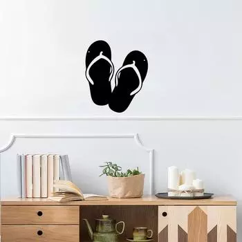 Panneau Mural de Plage en Mtal Flip Flops - Art Mural Thmatique Sandales, Dcoration Murale pour Ambiance Plage чёрный