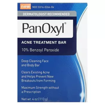 PanOxyl, мыло для лечения акне, бензоилпероксид 10%, 113 г (4 унции)
