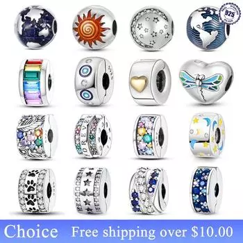 PANPOKI SS925 стерлингового серебра фиксированный зажим фиксатор бусины подходят браслеты ожерелье НОВЫЙ роскошный женский подарок DIY изготовление ювелирных изделий