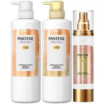 Pantene Effortless Treatment Complete Night Repair Capsule Vitamilk Шампунь/Лечение/Несмываемый (480мл+480г+90г) [Покупка набора]