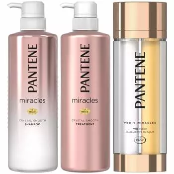 Pantene Miracles Shampoo/Treatment/Oil Serum 500mL+500g+42g(21g+21g) Crystal Smooth [Set Purchase]