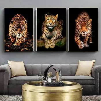 Пантера, ходьба, дикие животные, холст, картины, леопардовые постеры и принты, настенная художественная картина для гостиной, домашний декор, куадрос, без рамки 21*30cm
