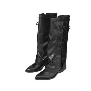 Pants, boots, but knee boots, women s boots, inner height increase, spring new pointed thin boots, side zipper fashion boots 35