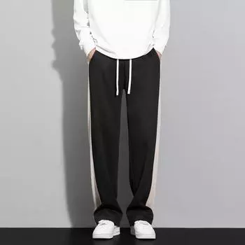 Pants for Men s Summer New Loose Draped Straight-leg Pants Thin Black Wide-leg Casual Trousers M