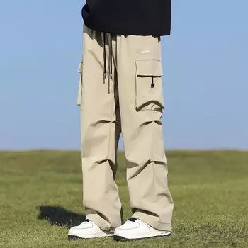 Pants Men Straight Casual Pants Wide Leg Loose Trousers 8XL чёрный