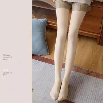 Pants Thicken Plus Velvet Thermal Pantyhose Bare Leg Artifact Winter Pantyhose Women Stockings 180g-Light skin