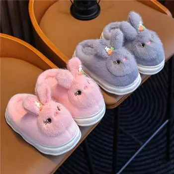 Pantuflas Детские хлопковые тапочки Зимние тапочки Мультяшные тапочки для девочек Домашняя обувь Теплая хлопковая обувь для мальчиков Детские тапочки Шлепанцы Zapatos Nia 22-23-insole14.5CM розовый