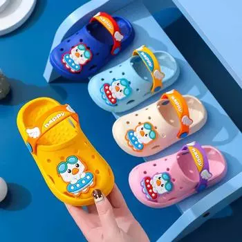 Pantuflas Детские тапочки с рисунком, летние новые пляжные туфли для мальчиков, мягкая подошва, домашняя обувь для девочек, милые детские сандалии, детская обувь, шлепанцы 22-23-insole13.5cm небесно-голубой