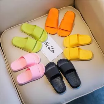 Pantuflas Милые детские тапочки Летние новые мультяшные домашние туфли для мальчиков Сандалии для ванной комнаты для девочек Тапочки Нескользящая детская обувь Шлепанцы 26-insole16cm жёлтый