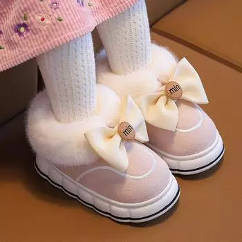 Pantuflas Velvet Child Cotton Shoe Winter New Warm Girl Snow Boots Cartoon Boy Cotton Slippers Anti Slip House Shoes Kid Shoe 26-27-insole17.5cm