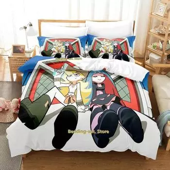Panty Stocking Bedding Set Single Twin Full Queen King Size Bed Set Adult Kid Bedroom Duvetcover Sets Print Anime Bed Sheet Set 70x133cm 2pcs