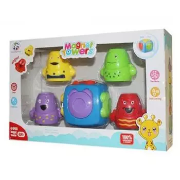 Papa Toys Магнитная игрушка-башня, разноцветные, 1 комплект, Корейские товары для детей