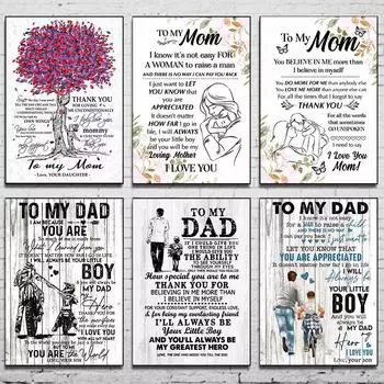 Папе и маме Холст Плакат Семейная Любовь Настенные Картины для Гостиной Спальни Современный Домашний Декор День Отца Подарок на День Матери 21cm30cm NoFrame