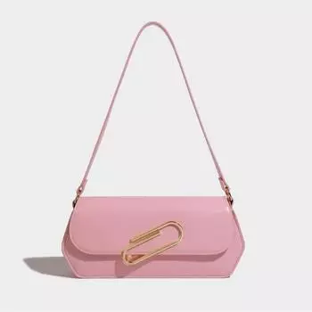 Paper clip underarm women s 2024 new versatile niche design stick high-end commuter shoulder bag розовый