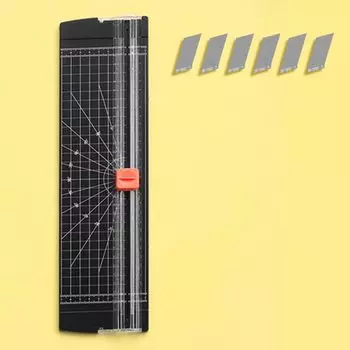 Paper Cutter Mini Cutting Machine Lightweight Mini Slide Cutter with Replacement Blade Photo Cover Coupon Label Card Cutting Easy to Carry Stationery