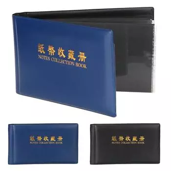 Paper Money Collection Album 30 Pages Money Banknote Collection Pockets Loose Leaf Sheet Creative Protective Bag for Collector синий