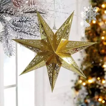 Paper Stars Lampshade Hollow Out Light Cover Party Decor Star Hanging Pendant Gift белый