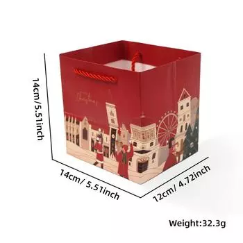 Paper Thick Sturdy Christmas Gift Bags With Fun Cartoon Castle Designs In Red And Green Colors Red Castle Bag