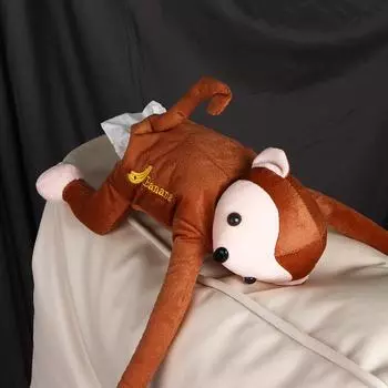 Paper Towel Case Car Tissue Holder Monkey Hanging Tissue Box Napkin Holder Plush Monkey Tissue Box кофейный