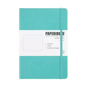 PAPERIDEAS Note A5 Hard Cover with Rubber Band New Color Tiffany (Dots, Blue)