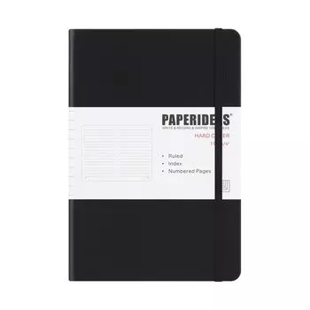 PAPERIDEAS Note A5 Hardcover (horizontal ruled, black)