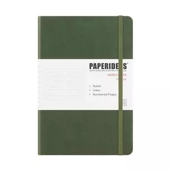 PAPERIDEAS Note A5 Hardcover olive (horizontal ruled, green)