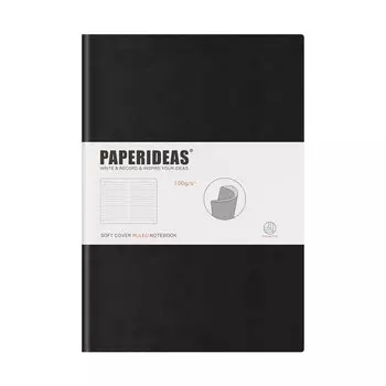PAPERIDEAS Note B5 Soft Cover (horizontal ruled, black)