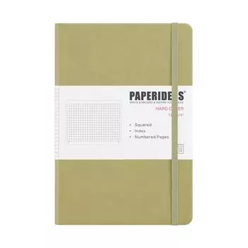 PAPERIDEAS Notebook A5 Hardcover All Page Numbers with Rubber Band New Color Matcha (Graphics, Green)