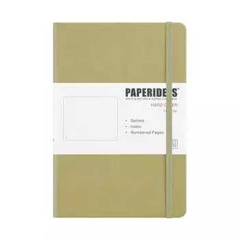 PAPERIDEAS Notebook A5 Hardcover All Page Numbers with Rubber Band New Color Matcha (Dots, Green)