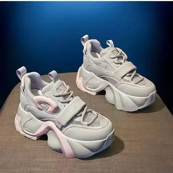 Папина обувь, женская осенняя дышащая сетчатая обувь Matsutake на толстой подошве с увеличенной внутренней высотой, женская обувь 35 серый