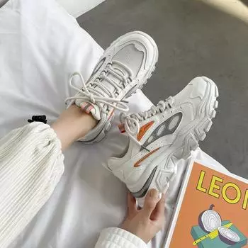 Папины кроссовки женские осенне-зимние студенческие повседневные универсальные дышащие легкие спортивные кроссовки для бега тренд 35 бежевый