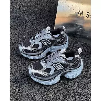 Папины кроссовки женские синие ноги кажутся маленькими платформа маффин повседневные кроссовки маленькие белые кроссовки. 35