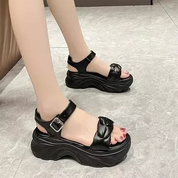 Папины спортивные сандалии школьницы 2024 года новые летние туфли на платформе с пряжкой и пляжными сандалиями женская обувь 35