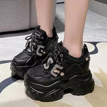 Папины туфли с прибавкой в росте 10 см и женские повседневные спортивные туфли цвета бисквита на толстой подошве 34 красный