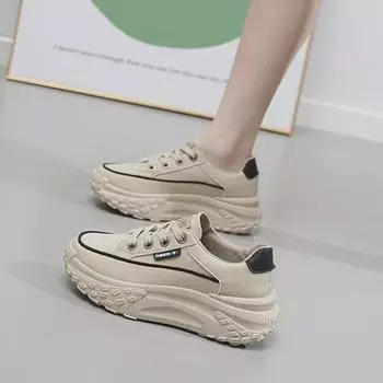 Папины туфли: Весна 2024 г. Женские кроссовки в корейском стиле на толстой подошве, визуально увеличивающие рост – дышащие и универсальные 38 хаки