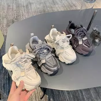 Папины туфли женские новые сетчатые тонкие фиолетовые женские кроссовки с толстой подошвой увеличенные ноги маленькие повседневные туфли 35 фиолетовый