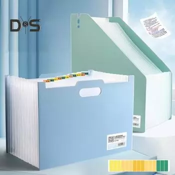 Папка-аккордеон, вертикальный органайзер для файлов, 13 карманов, папка с цветными этикетками для домашнего офиса, школы чёрный