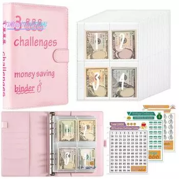 Папка для экономии денег со 100 конвертами Книга-планировщик бюджета А5 — красочные листы заданий Денежные конверты, папка формата А5 синий