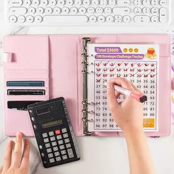 Папка для экономии денег со 100 конвертами Книга-планировщик бюджета А5 Красочные листы заданий Денежные конверты Папка размера А5 синий