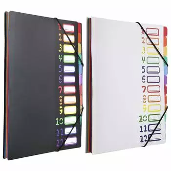 Папка для документов YIYI A4, 12 карманов, отдельно стоящая папка для хранения документов, классификация файлов, офисные принадлежности (черный) чёрный