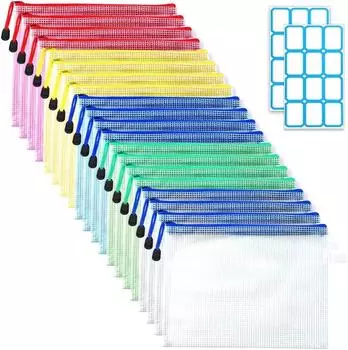 Папка для файлов SANNIX на молнии B6, набор из 20 папок, сетчатая папка для чеков, водонепроницаемый прозрачный чехол B6, 5 цветов, легко сортировать