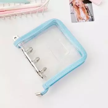 Папка для фотографий с тремя отверстиями + 25 двусторонних вкладышей + брелок в форме сердца, синий, 1 шт.