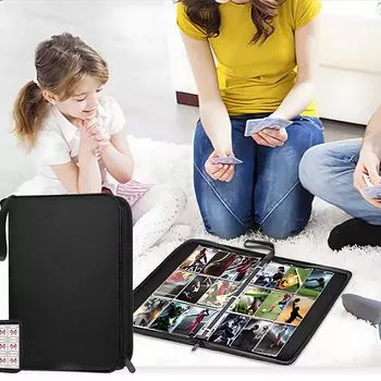 Папка для карточек с 9 карманами, высококачественный держатель для коллекционных карточек на молнии с отделениями для карточек, коллекционная папка для карточек вмещает 540 карточек и 30 съемных отделений для коллекционных карточек One Size чёрный