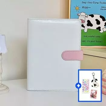 Папка-переплет для девочек Coco Macaron Poca Binder с 6 отверстиями + 30 листов бумаги, фотокарточка для дневника формата А5 с бумагой, белая, 1 шт.